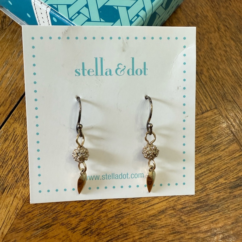 Stella & Dot Renegade Mini Drop Gold Dangle Earrings, retired